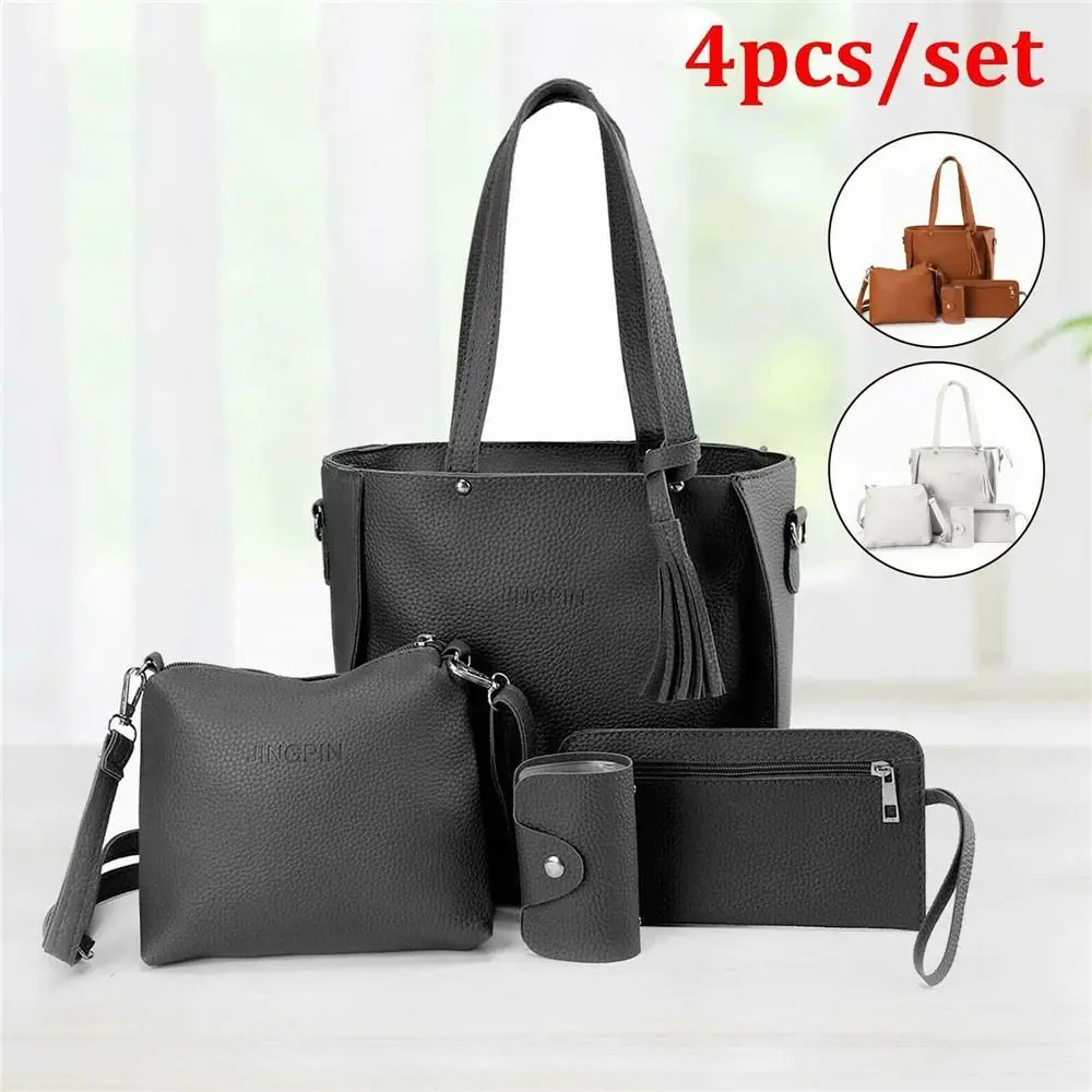 4Pcs/set Fashion High capacity Portable Handbag Crossbody Bag Shoulder Bag Wallet Purses