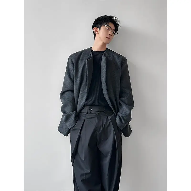 

Wool Blend Jacket Man Big Size Mens Baseball-Uniform Vintage Warm Stand-Collar Full-Zip Fall Varsity Sporty Cotton-Padded Warmer