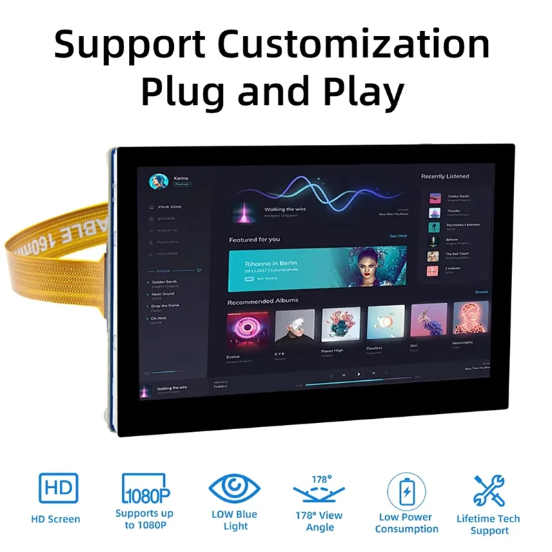 【GLAD】Monitor portátil de tela de toque LCD Rpi5 DSI de 4,3 polegadas capacitivo 800X480 para Raspberry Pi 5 4 3 3B + 2