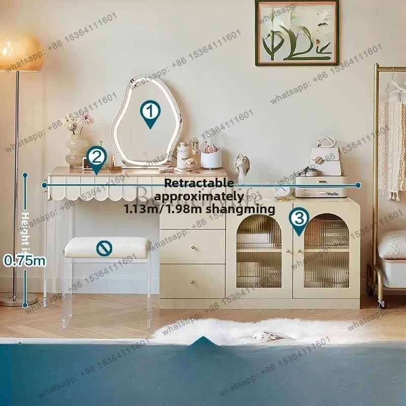 bedroom cream style dressing chest integrated small apartment storage storage makeup table