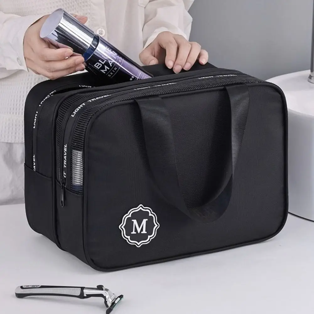 

Large Capacity Makeup Bag for Men Dry Wet Separation Double Layer Toiletry Organizer Solid Color Portable Cosmetics Bag Women