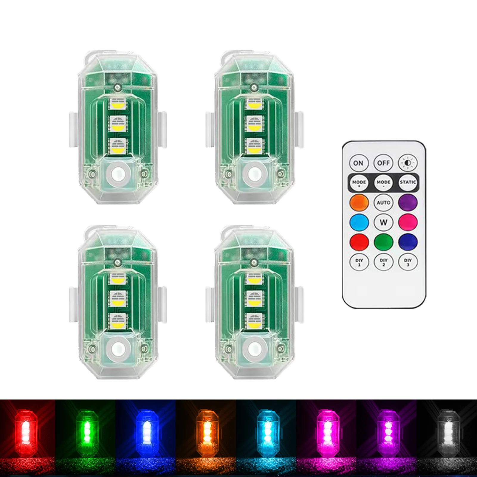 

Wireless Led Light for Car 8colors Led strobe Anti-collision Warning Lamp Waterproof Wireless Remote Control For Motorcycle Bike