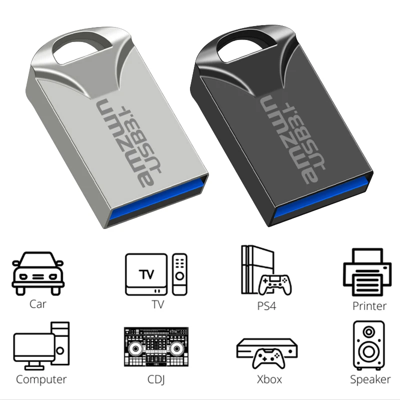 AMZWN USB 3.1 Metal USB Flash Drive 16GB 32GB 64GB 128GB Pen Drive Creative Personality Car Music Gift High Speed USB PenDrive