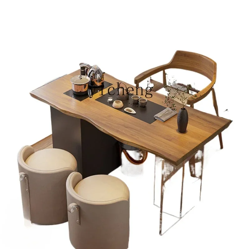 

solid wood log new balcony tea table simple living room leisure mini tea table