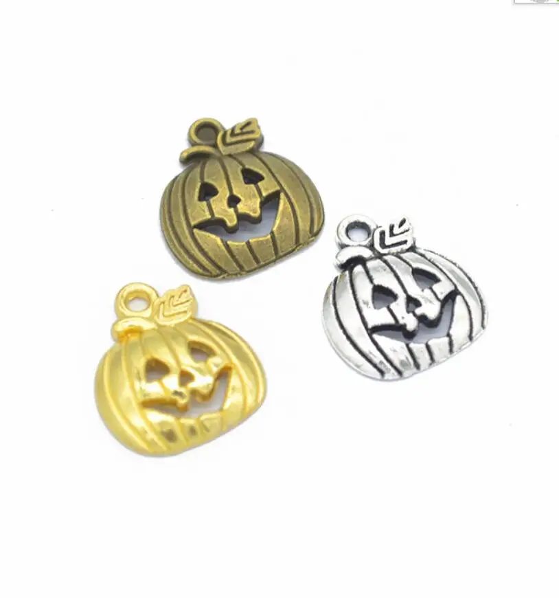 

70pcs Charms Pumpkin Jack Lantern Halloween 18*16mm Antique Bronze Silver Color Pendants Making DIY Handmade Jewelry F0622