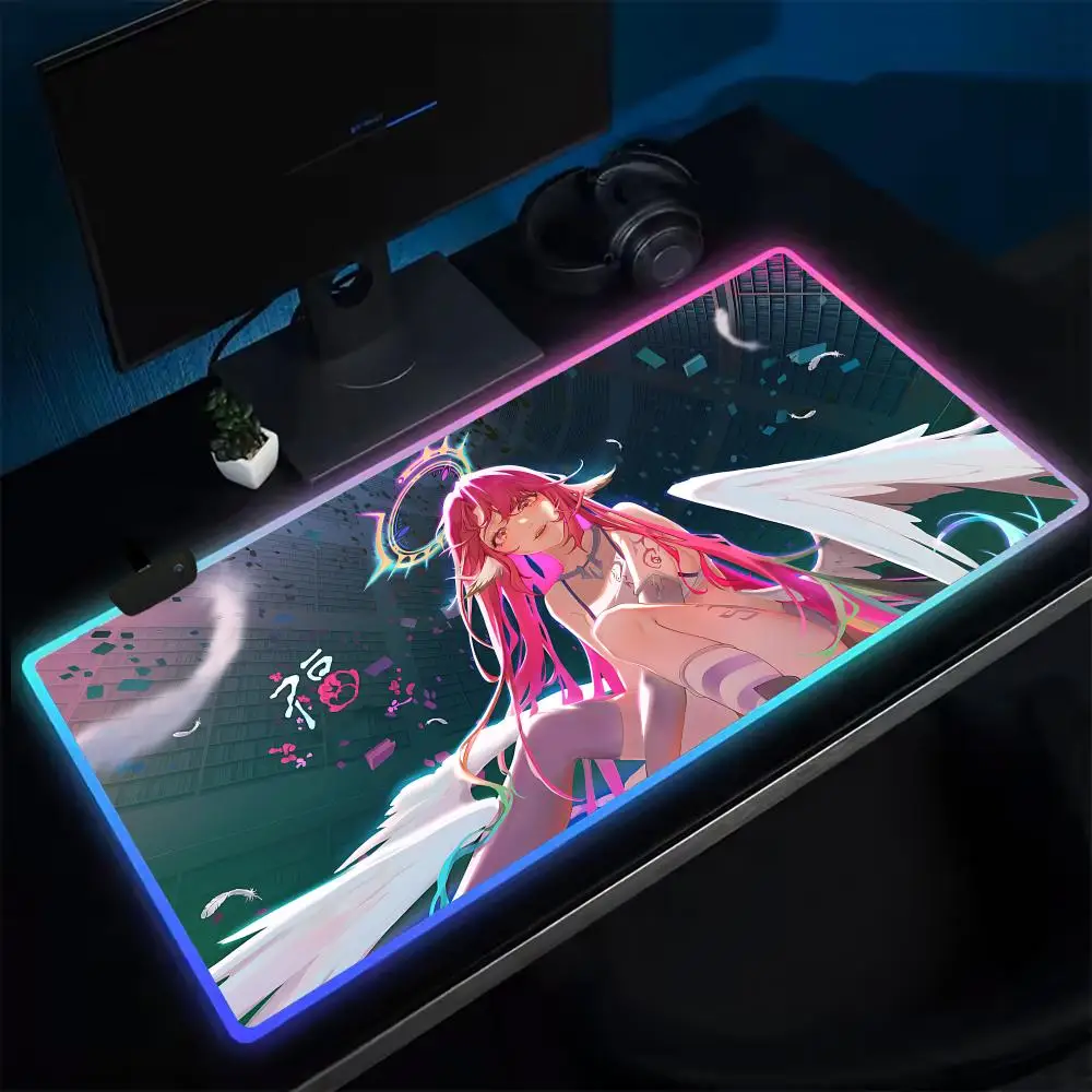 

No No Life Mouse Pad Anime Gaming Mouse Pad LED Table Pads Backlit Rubber Desktop XXL RGB Desk Mats