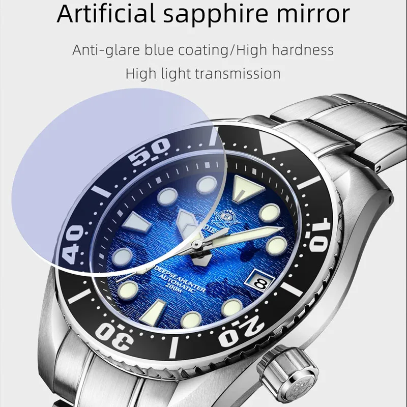 ADDIESDIVE Top brand AD2102 Automatic Watch Stainless Steel Dive Mechanical Watches 200m Waterproof luminous Luxury Wristwatches