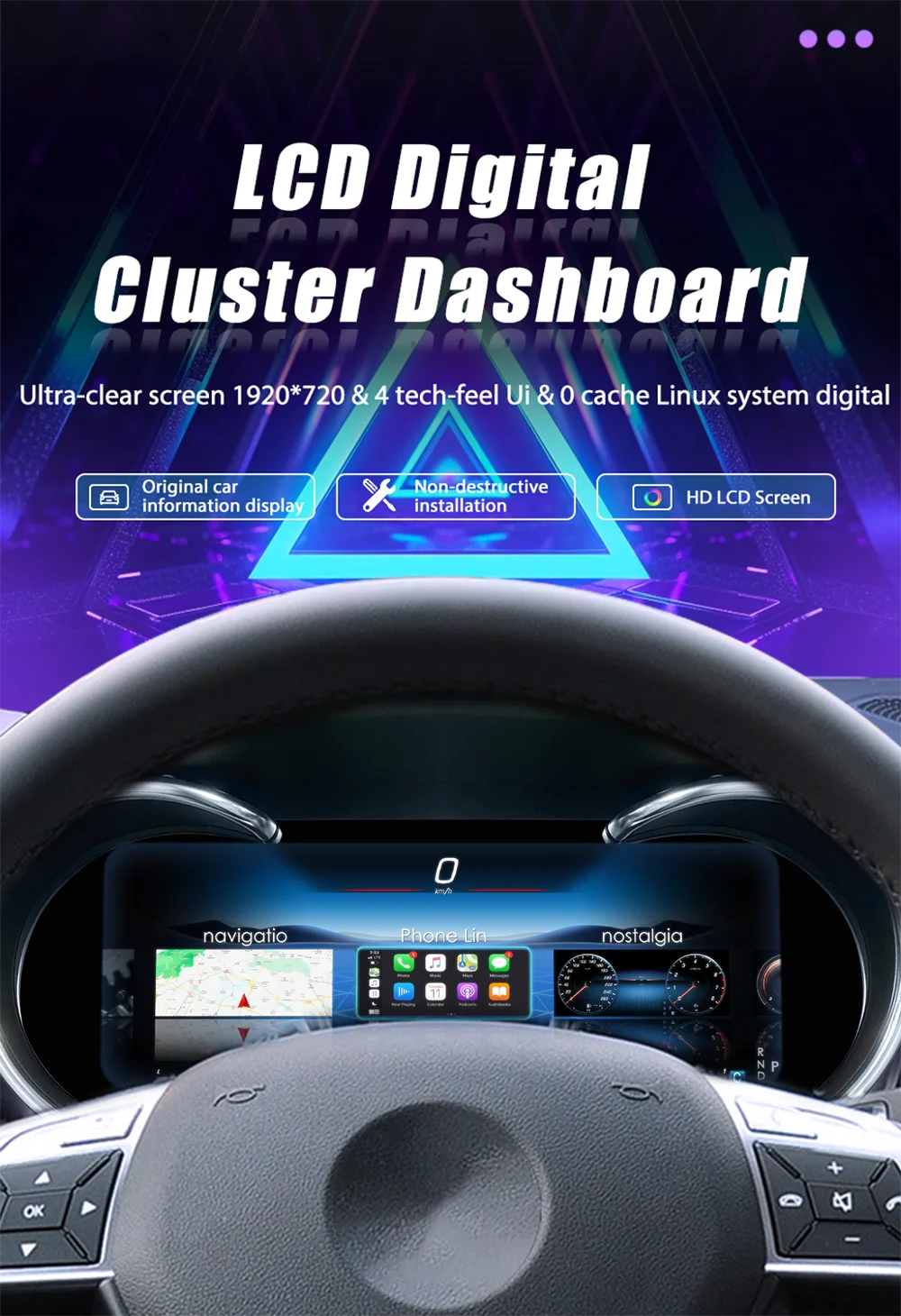 12,3 Zoll LCD Digital-Dashboard-Cluster-Panel-Cockpit für Benz C-Klasse W204 2011-2014 – Detail 2