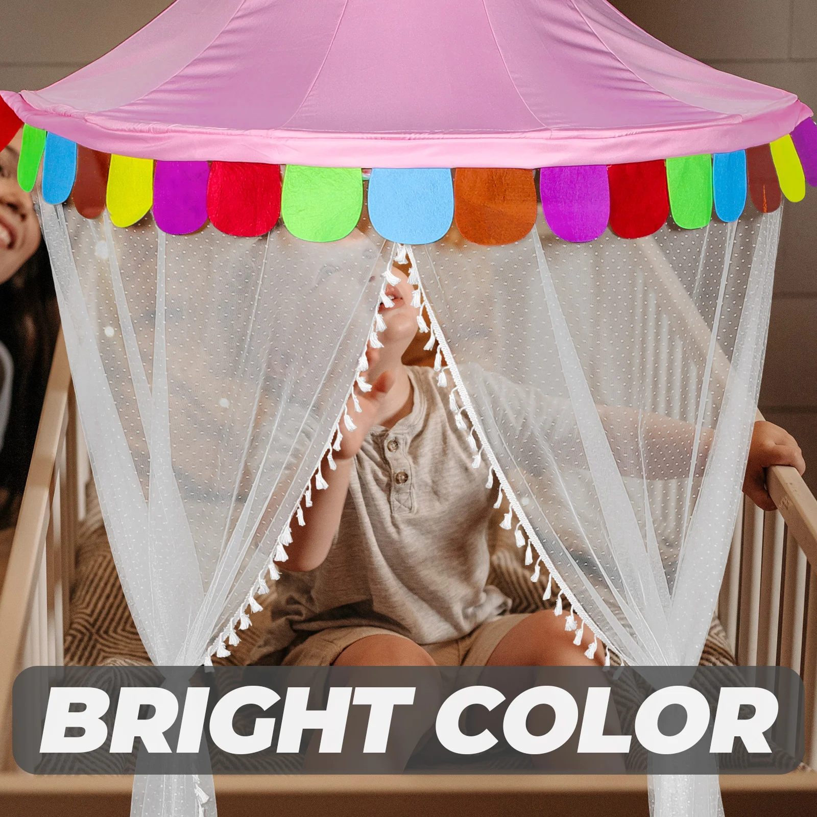 Colgando semicircular para niños, dosel con forma de cúpula para interiores, tienda de juegos junto a la cama, red para insectos, tienda para niños para interiores