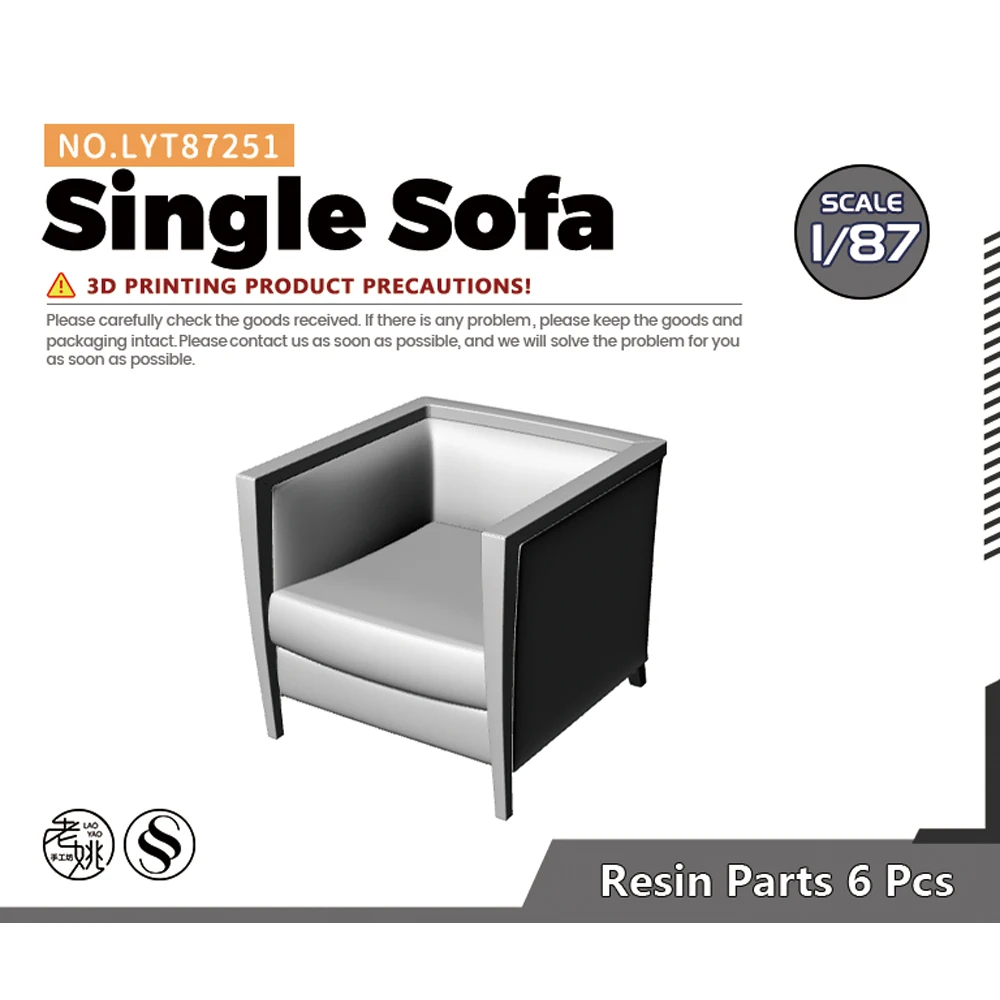 Yao's Studio 1/87 Scene Model Single Sofa Seat Furniture 3D Printing