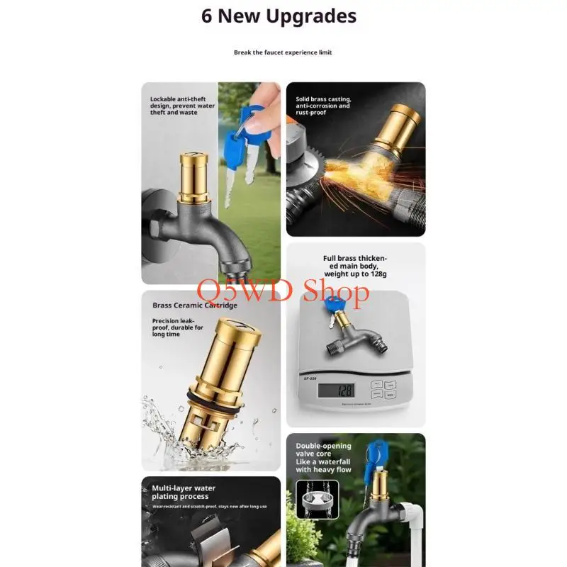 Q5WD Corrosions Resistant Anti Theft Faucet Outdoor Use Stainless Steel Frosts Proof