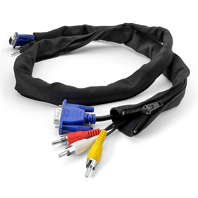 Reusable Anti-Tangle Zipper Cable Sleeve 16-100mm Dustproof Cord Organizer Wire Management Protector for Home Office Computer