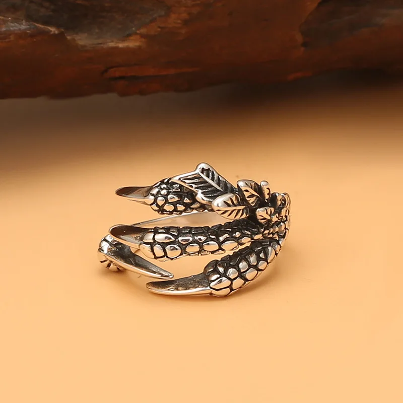 

Sterling Silver S925 Ring Couple Style Personalized Original Design Dragon Claw Men's Ring Vintage Thai Silver Original Silver J