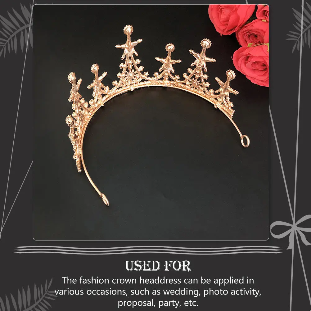 

Rhinestone Inlaid Star Crown Bridal Wedding Headband Elegant Tiara Headwear Party Photo Proposal Accessories Elegant Bride Crown