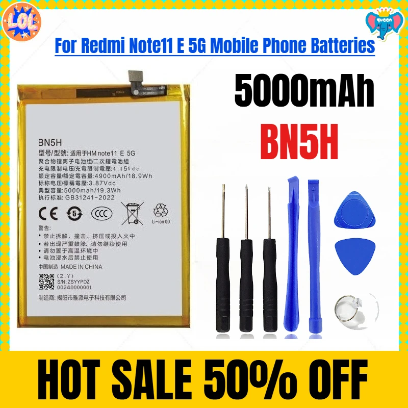 

5000 мАч BN5H для мобильных телефонов Redmi Note11 E 5G