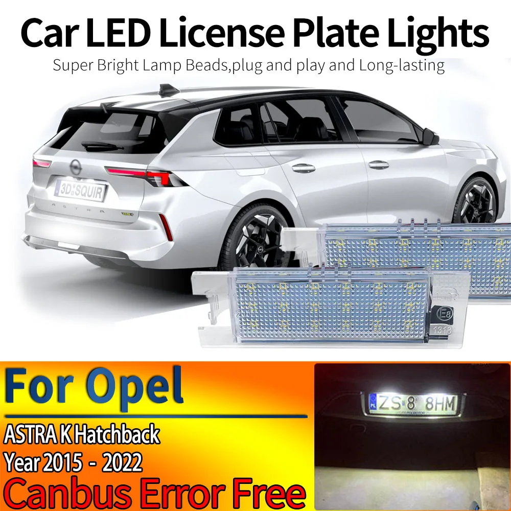 2Pcs Car LED License Plate Lights Assembly for ASTRA K Estate Sports Tourer, B16 2015-2022 ASTRA K Hatchback B16 Canbus no error
