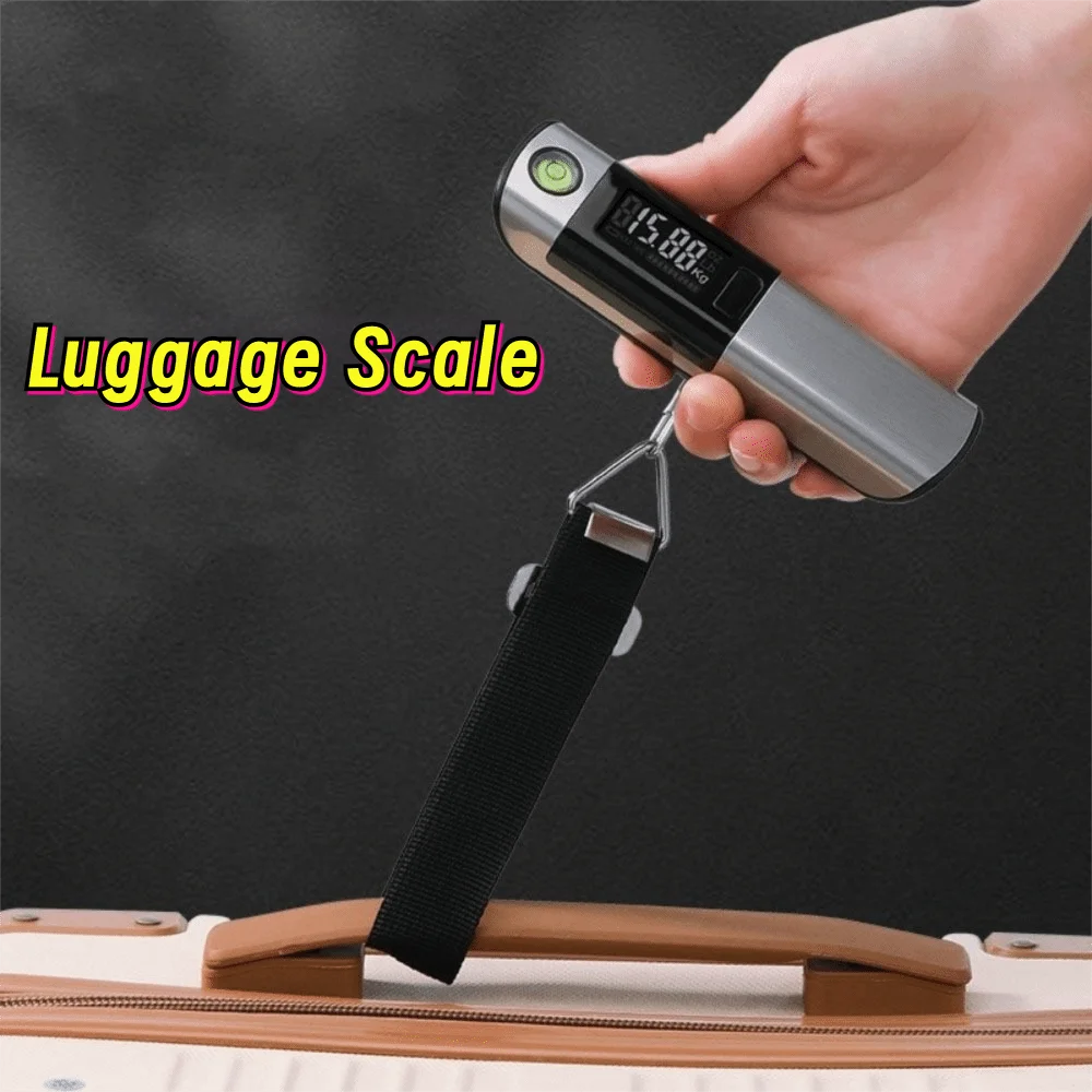 

Portable 50Kg/110Lb Hand Luggage Scale LCD Digital with Tape Measure Electronic Scale High-Precision Luggage Weigher for Home