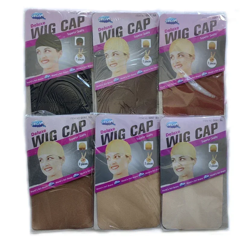 Wholesale 200PCS(100Packs) Wig Cap Hairnets Hair Wig Stretch Mesh Wig Cap for Making Wigs Free Size 7 Colors available 2PCS/PACK