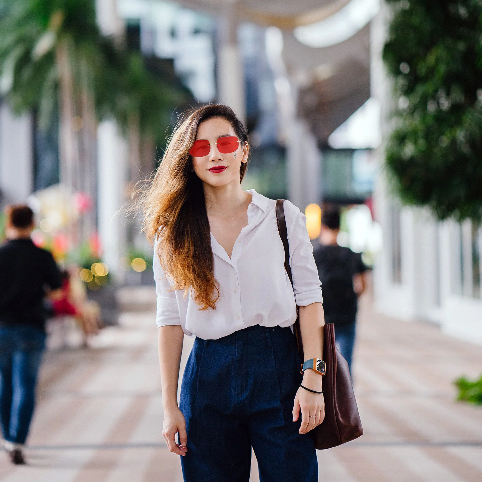 

Frameless Sunglasses Rimless Design Photo Taking Glasses Holiday Party Decorative Metal Sunglasses Travel Photography Eyewear