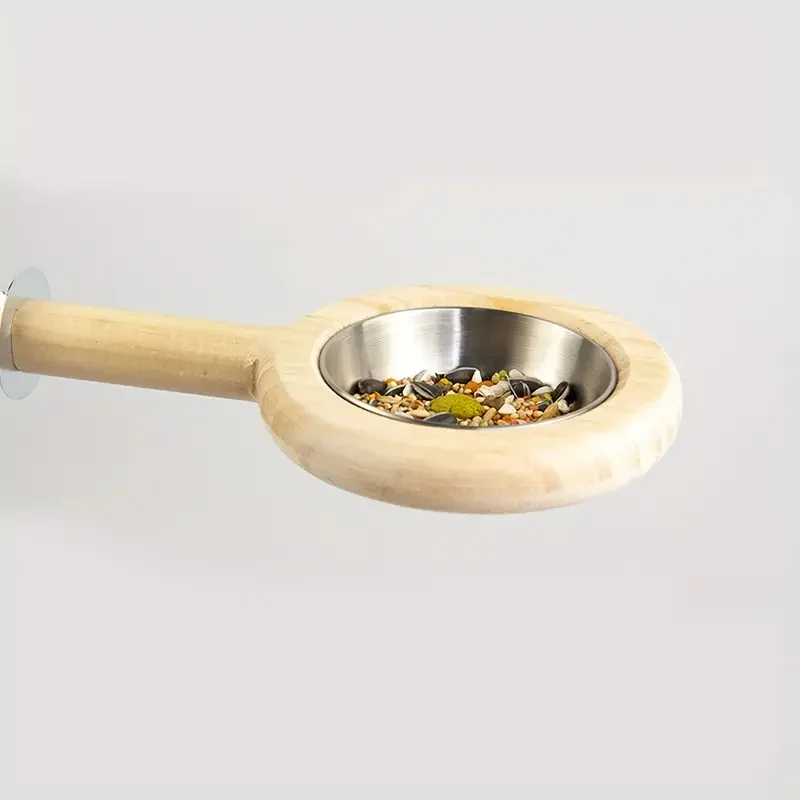 Bird Wood Stand Perch with Food Or Water Feeding Bowl for Parrot Parakeet Cockatiel Cage Accessories