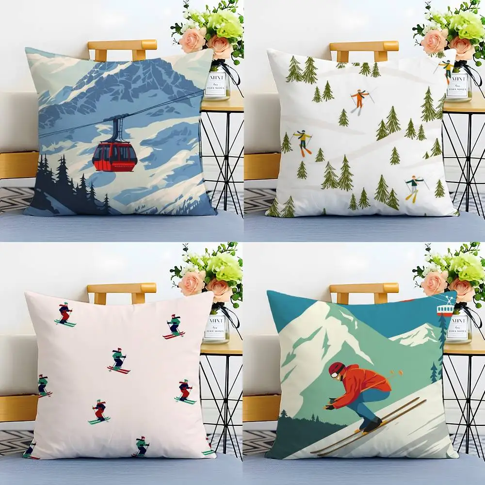 Ski Resort Prop Pillow Case Printing Pillowcase Living Room Sofa Cushion Cover Bedroom Room Decor