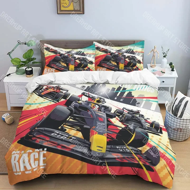 R-racing graphics Fashion Trendy Print Three-piece Suitable for Kids or Adults Quilt Cover Pillowcase Bedding Set Birthday Gift