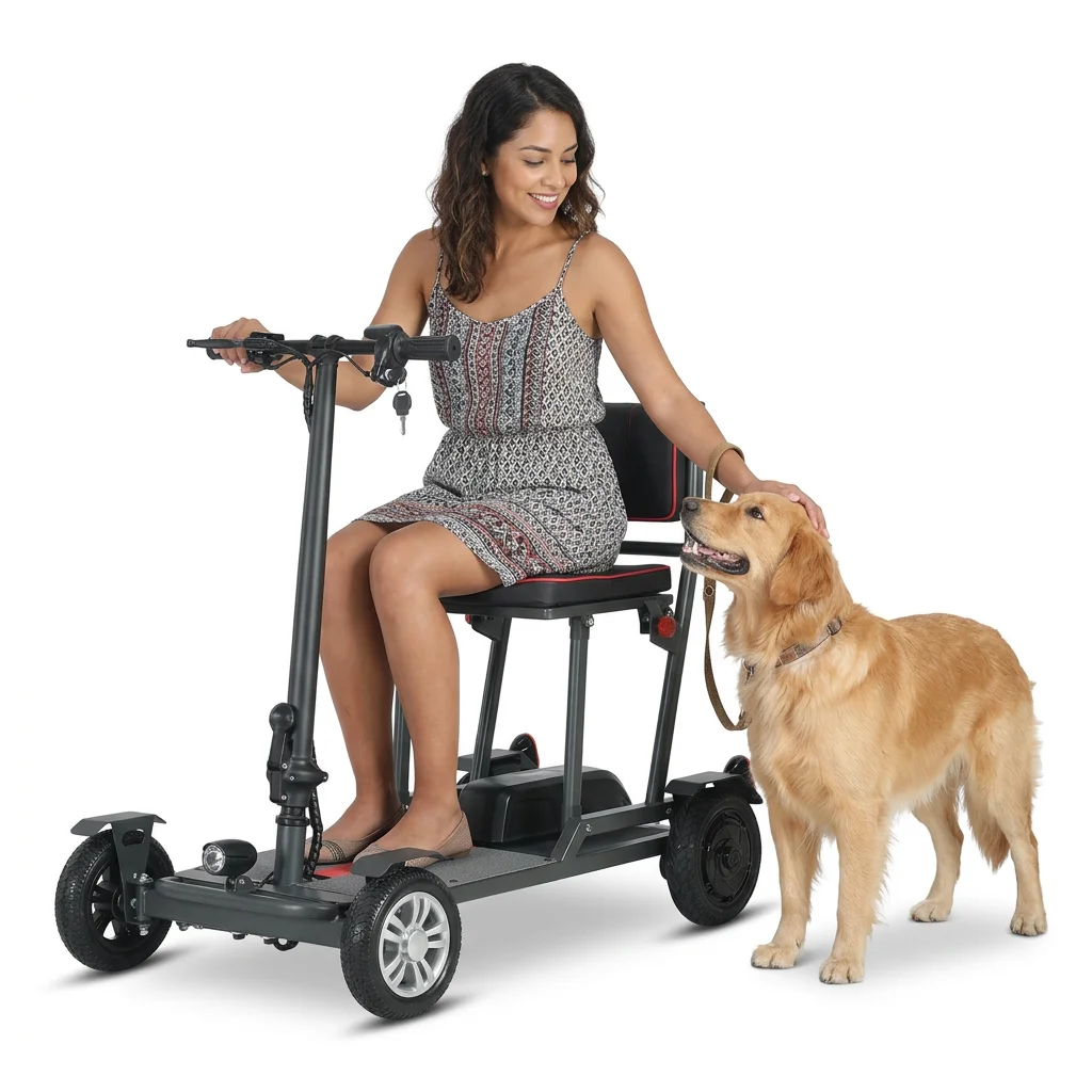 New Folding Electric Mobility Scooter 36V 300W Motor 25KM/H 25KM Range 4 Wheel Double Brake Fast Charging for Outdoor Commute