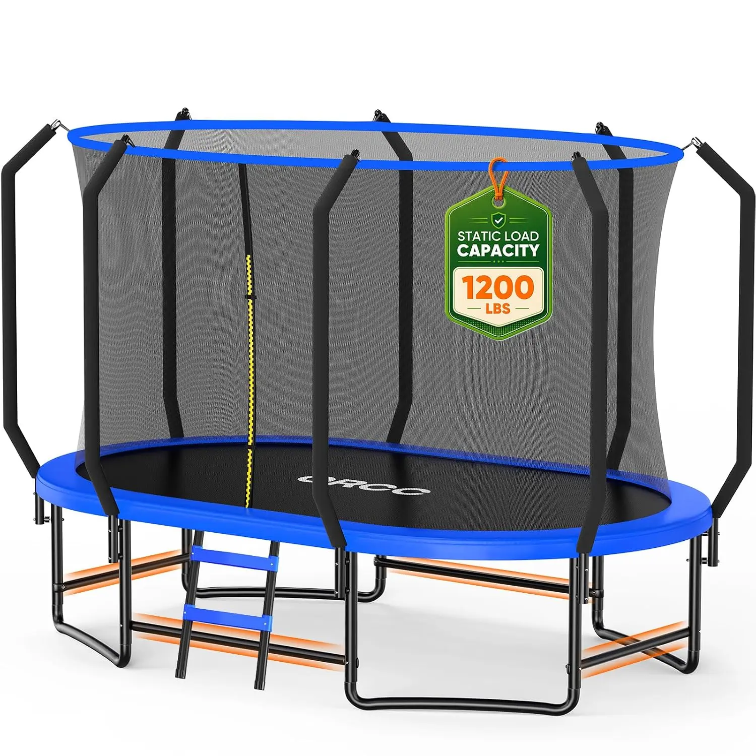 Oval Outdoor Trampoline with Safety Net - Recreational Gymnastics Trampoline for Kids, 1200LBS Capacity, Heavy-Duty, Customized