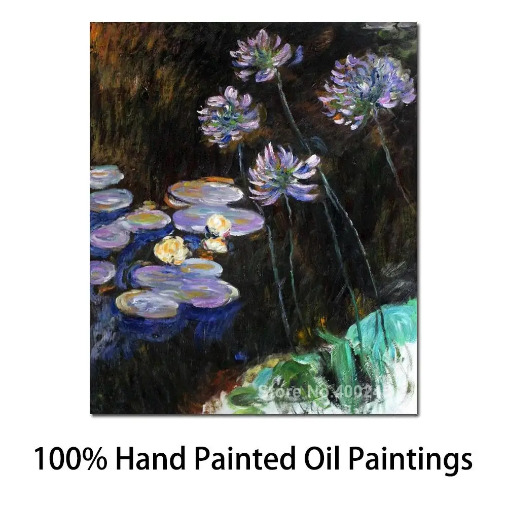 

Water Lilies and Agapanthus Claude Monet Painting for Sale Oil on Canvas Hand Painted High Quality