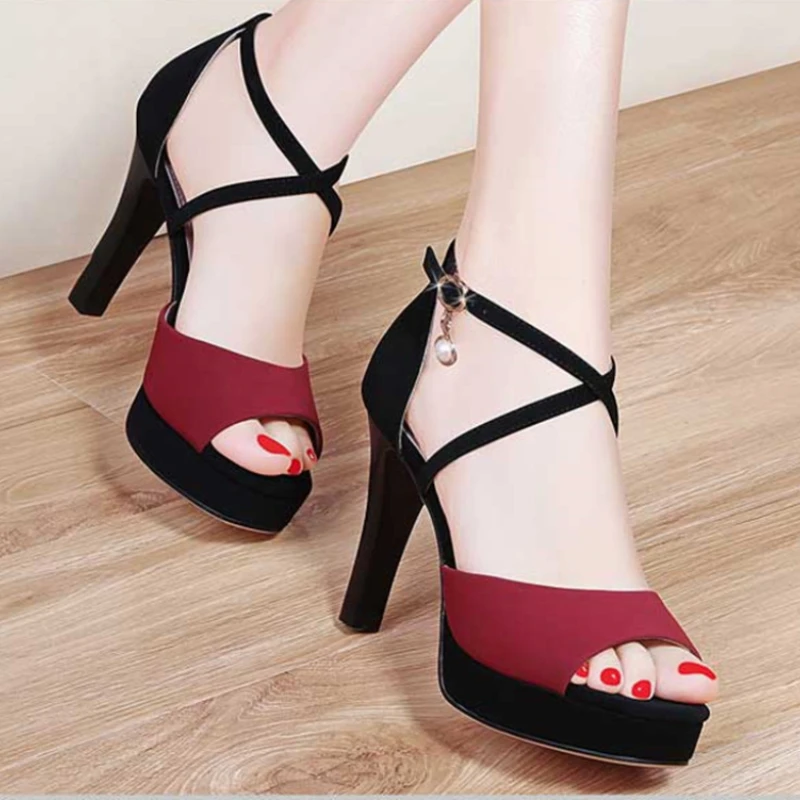 BCEBYL Summer New Casual Fashion Stiletto Heel Open Toe Buckle Solid Color Comfortable Sexy Banquet Women\'s Shoes