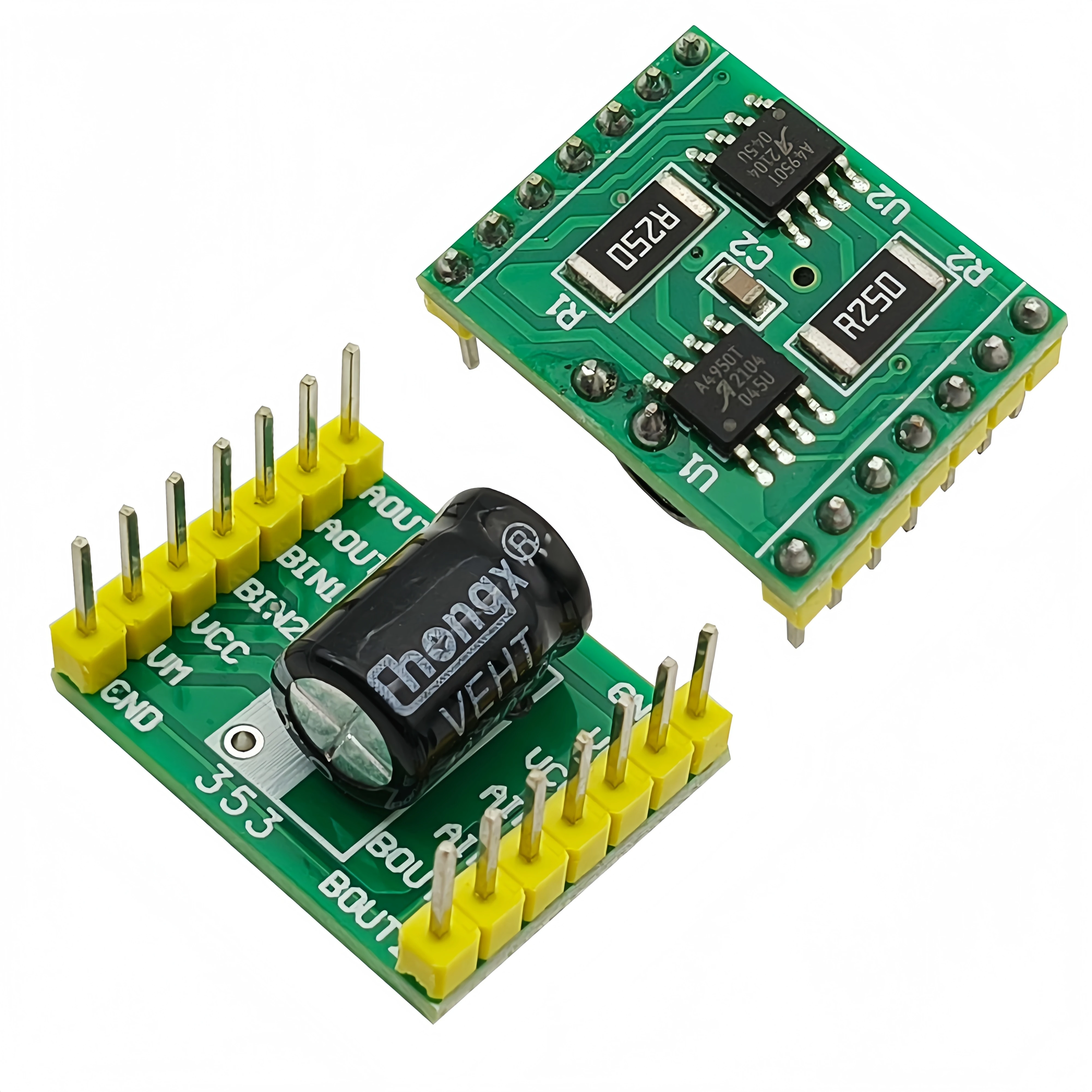 2‑Pack A4950 Dual‑Channel DC Brushed Motor Driver Board, Pre‑Soldered Pins, Compatible with Arduino, Raspberry Pi, ESP32