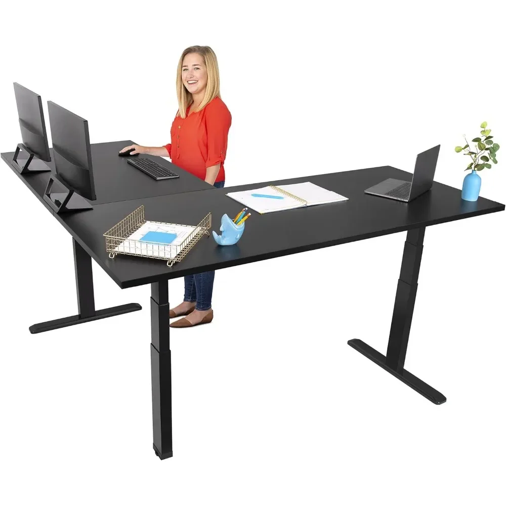 Extra Large 71 Inch Electric L-Shaped Corner Standing Desk, Height Adjustable Ergonomic Corner Desk, Desks