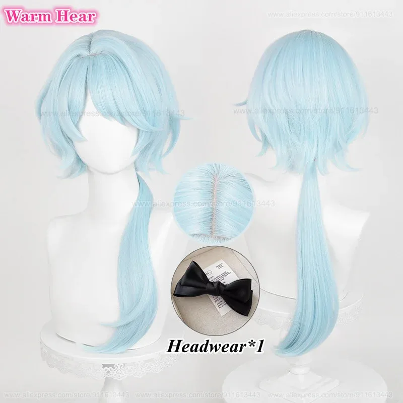 

Высококачественный синтетический парик Миша, длинный 70 см, светло-голубой парик с хвостиком и головные уборы, термостойкие волосы, парики для Хэллоуина