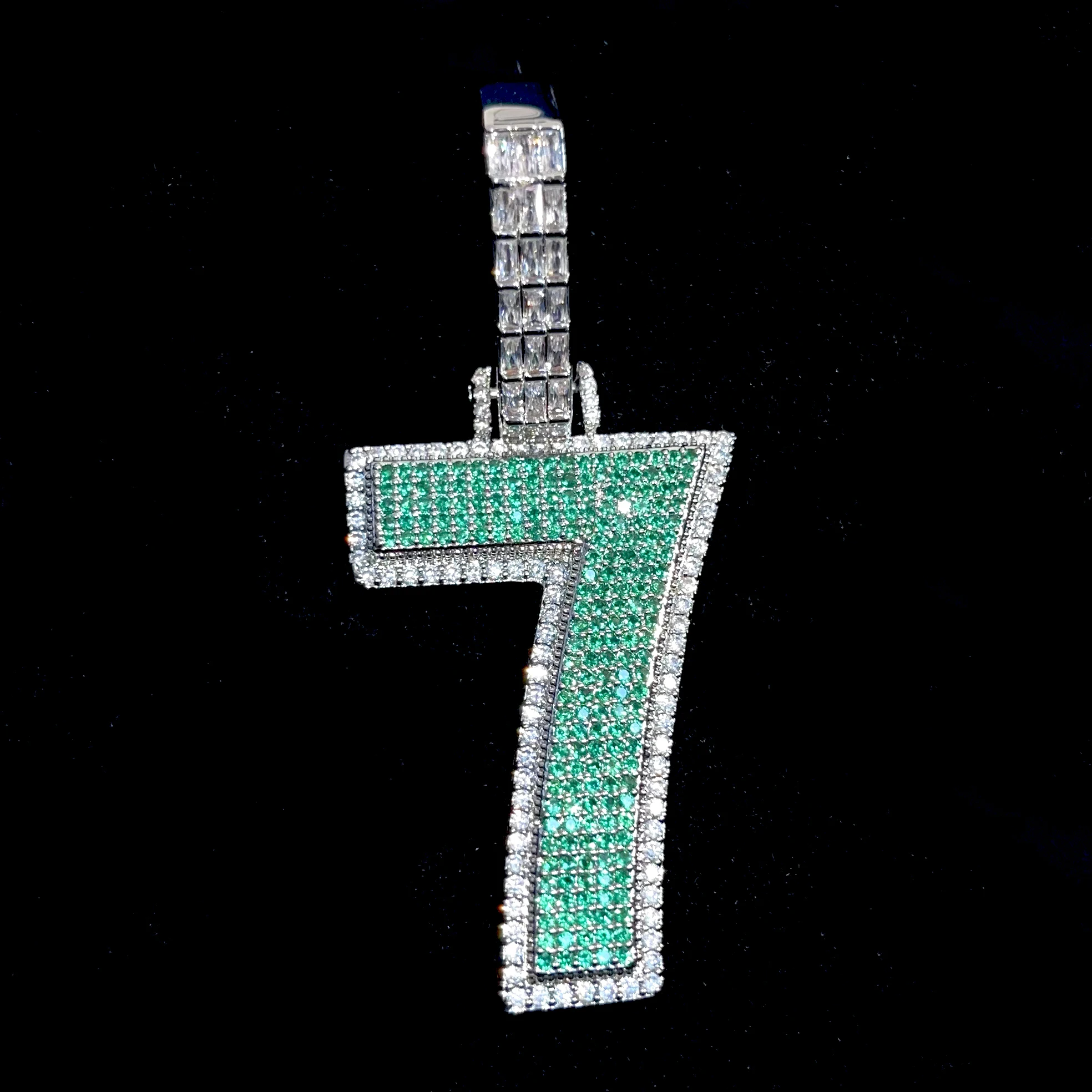 Double Color Customized Letters Name Green Zircon Pendant  Iced Out Necklaces For Men Bling Hip Hop Jewelry Free Shipping