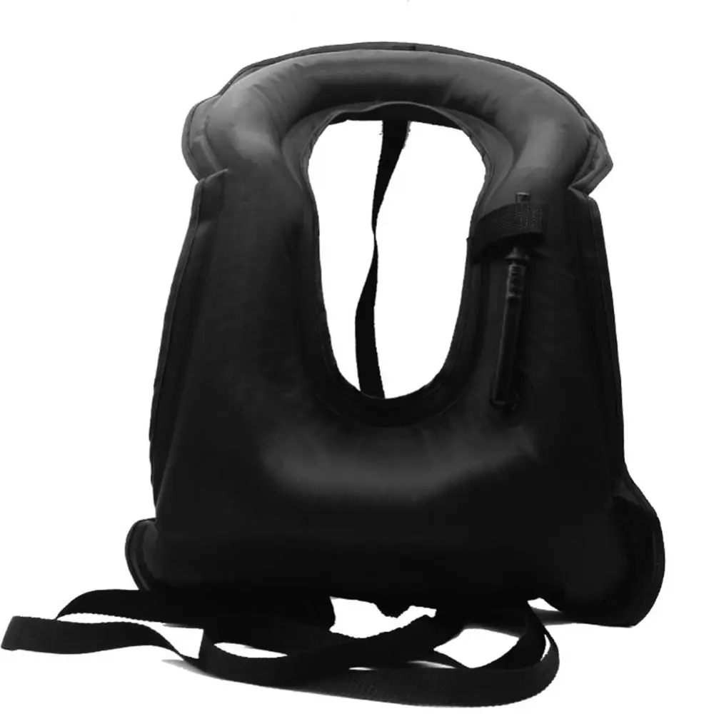 Polyester Inflatable Snorkeling Vest PVC Breathable Mesh Buoyancy Swim Jacket Quick Inflation Adjustable Straps