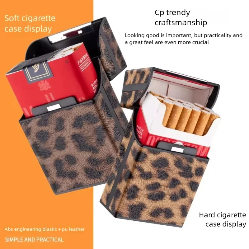 4 Colors Leopard Cigarette Case for Woman Men Leather Box Holder Smoking Accessories Button Design Gadgets for Men
