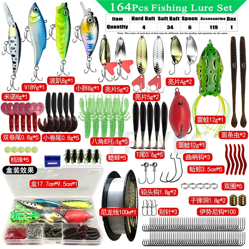 Angelköder-Set, weiches Hartköder-Set mit Metall-Jig-Löffel, Minnow-Kurbel-Tackle-Box für Barsch, Hecht, alle Wasserschicht, Pesca 9-Option