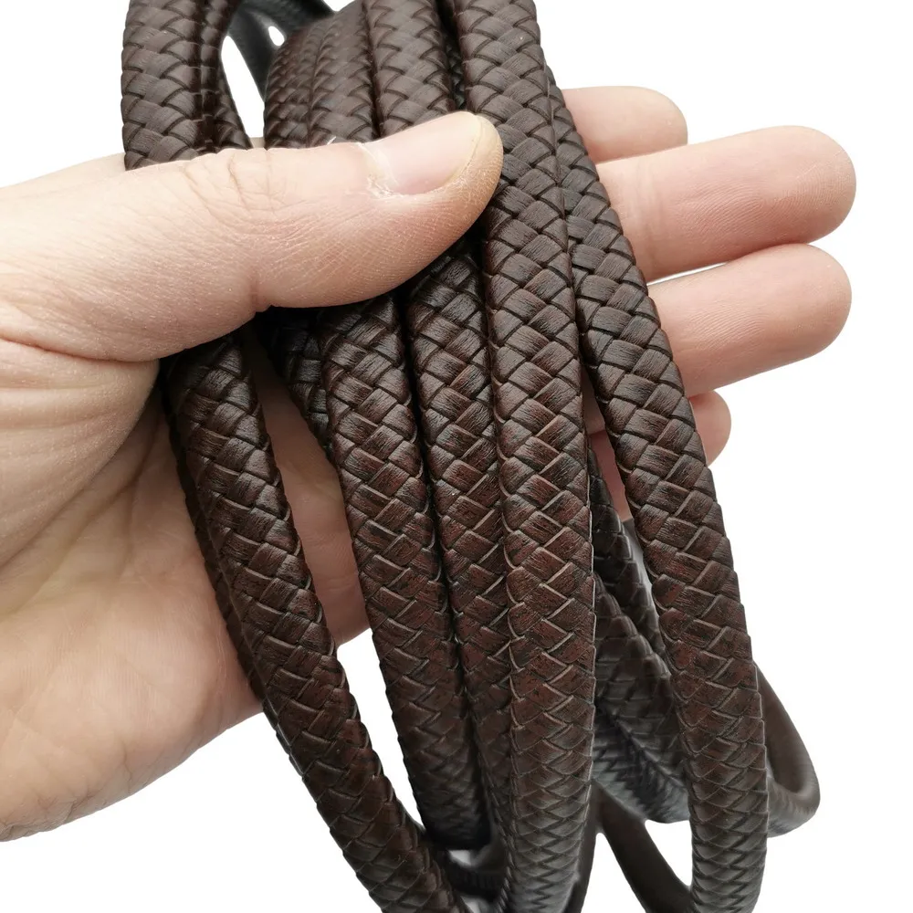 

Aaazee 1 Yard 12mmx6mm Flat Braided Antique Dark Brown Leather Band for Jewelry Making in Bracelet 12mm Wide 6mm Thick