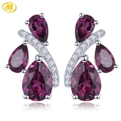 Natural Rhdolite Rose Garnet Sterling Silver White Stud Earring 2.6 Carats Romantic Fine Jewelrys Anniversary Birthday Gifts