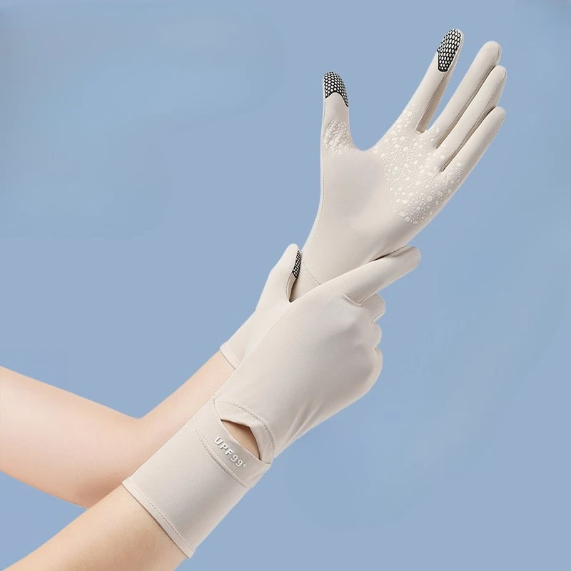 Women's Sunscreen Gloves UV Protection Driving and Cycling Thin Ice Silk Summer Extended Anti Slip Touch Screen Gloves