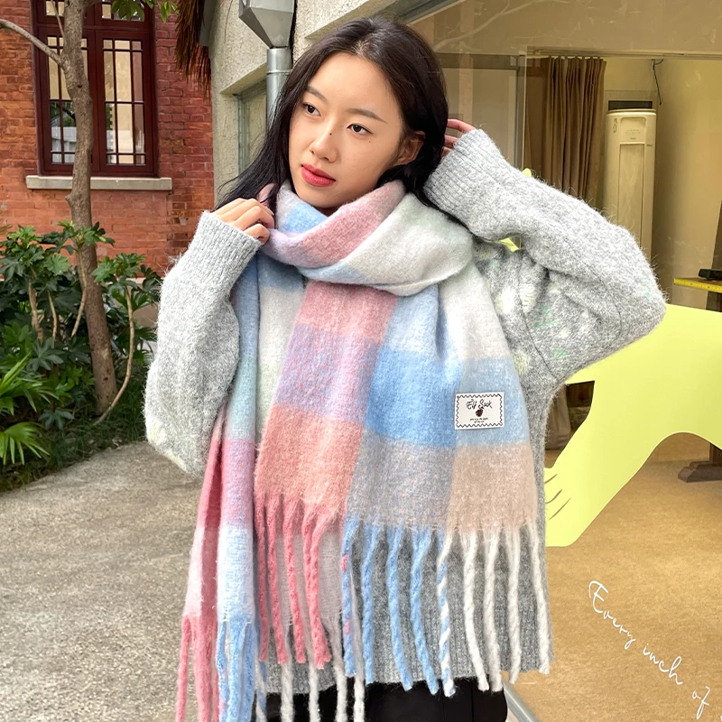 وشاح ELFSACK الدافئ ذو الألوان الدوبامين بألوان قوس قزح للنساء #4