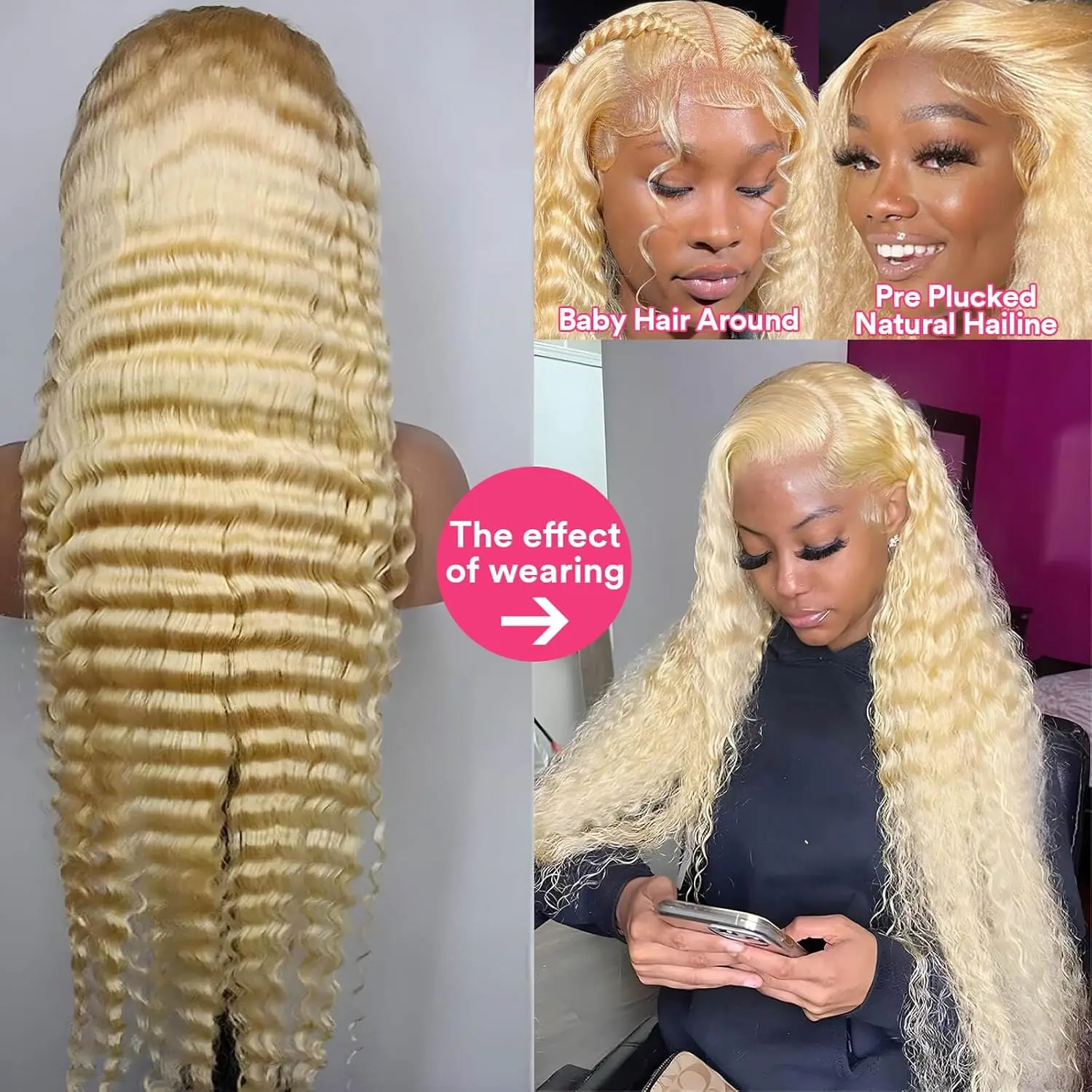 30 Inch 613 Lace Front Wig Human Hair Blonde Wig Human Hair 613 Deep Wave HD Lace Front Wigs 200% Density Pre Plucked For Women image 3