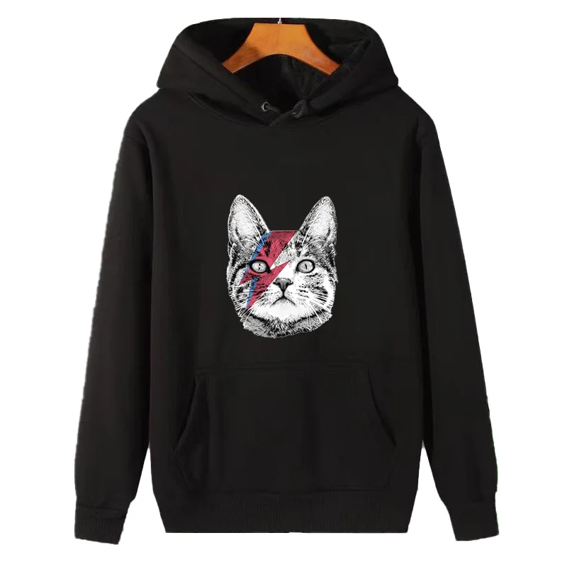 Stardust Cat Unisex Graphic Hooded Sweatshirts Winter Thick Sweater Hoodie Cotton Essentials Fleece Hoodie Men's Sportswear