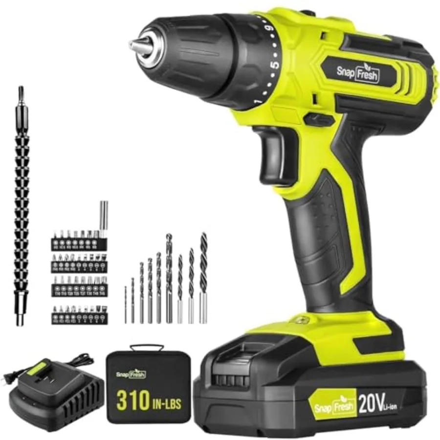 

20V Cordless Drill Set 3/8" Power Drill with 2 Variable Speed 21+1 Torque Setting LED 43pcs Drill Bits Impact Driver