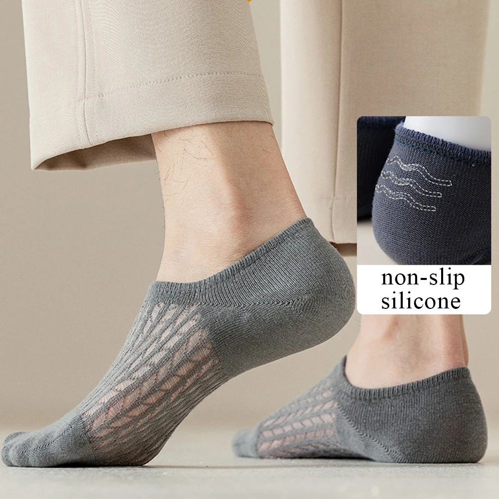 Breathable Ankle Socks Men\'s Socks Invisible Comfortable Socks Boat Sock Mesh Fashion Casual Hosiery Thin Solid Color Foot Socks