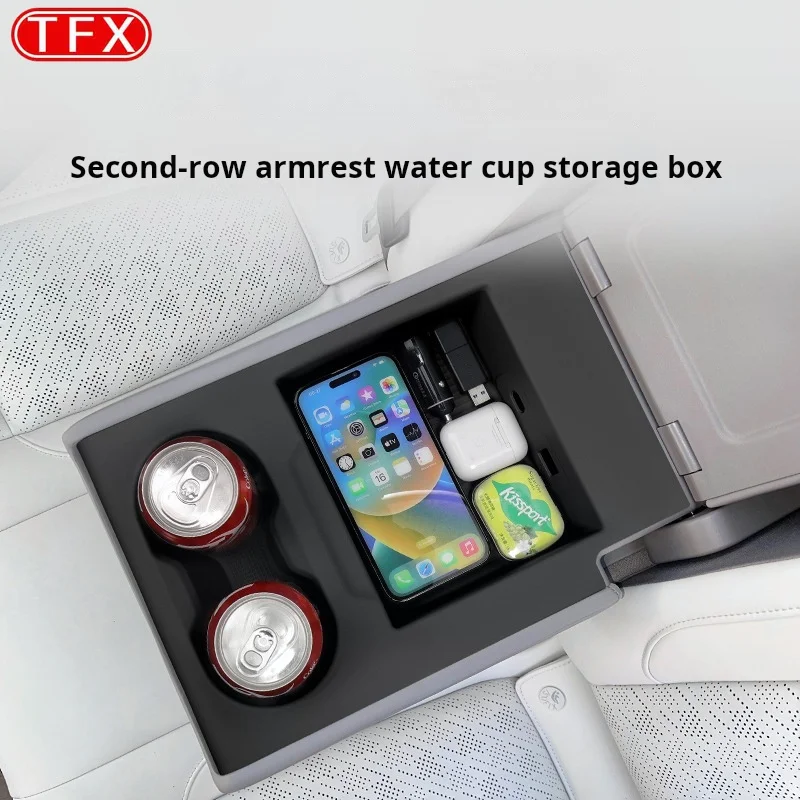 For Zeekr 7X 2024 2025 Car Styling Second Row Armrest Cup Holder Silicone Mat Anti-Vibration Storage Tray Interior Accessories