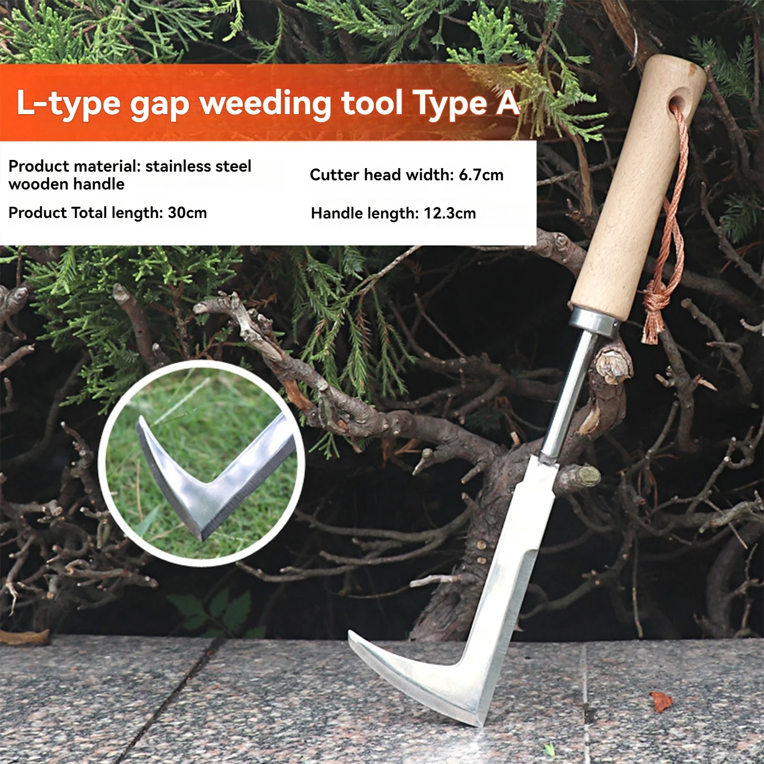 Stainless Steel Weeding Tool Garden Manual Weed Puller Household Wooden Handle Crevice Weeder Multi-function Agricultural Tool