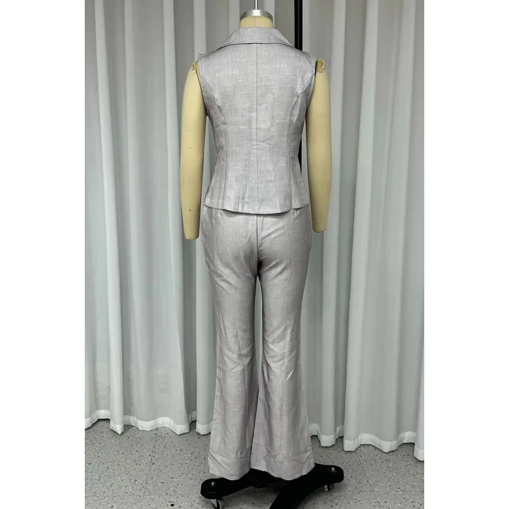 Abito da donna elegante estivo Giacca senza maniche con un bottone Pantalone due pezzi Set Smart Slim Fit Ufficio Vita quotidiana Abbigliamento femminile