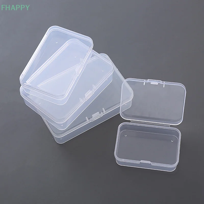 2 szt. Przezroczyste kwadratowe etui na plastikowy pojemnik do przevhowywania z pokrywą pudełko na biżuterię, przenośny pojemnik na rozmaitości dla kolczyki z koralikami Organizer na biurko