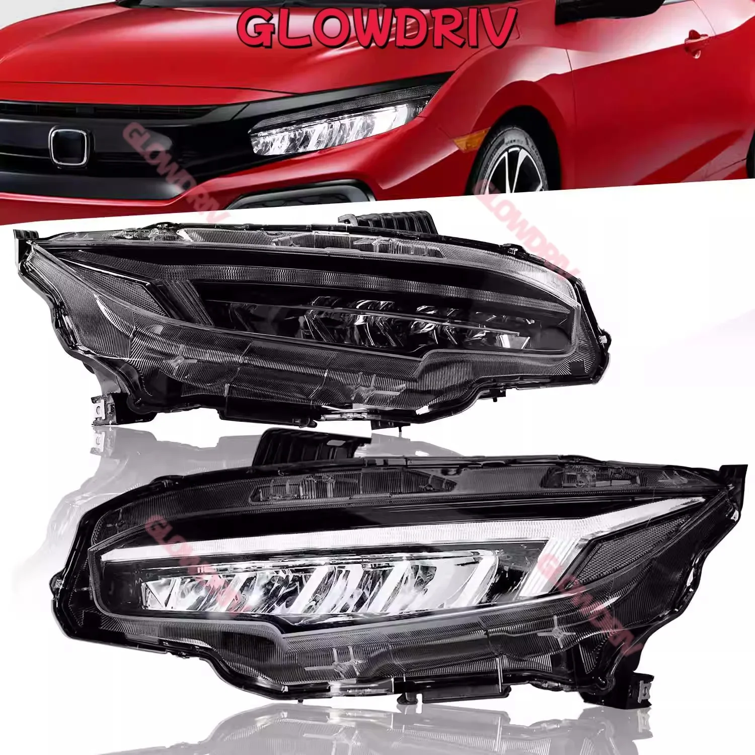 

Светодиодная фара для Honda Civic FK FC хэтчбек 2016-2020, 4 линзы, Y-образная конструкция, блок фар с DRL